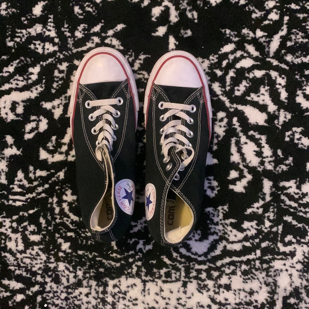 Black Raised Heel High Top Converse